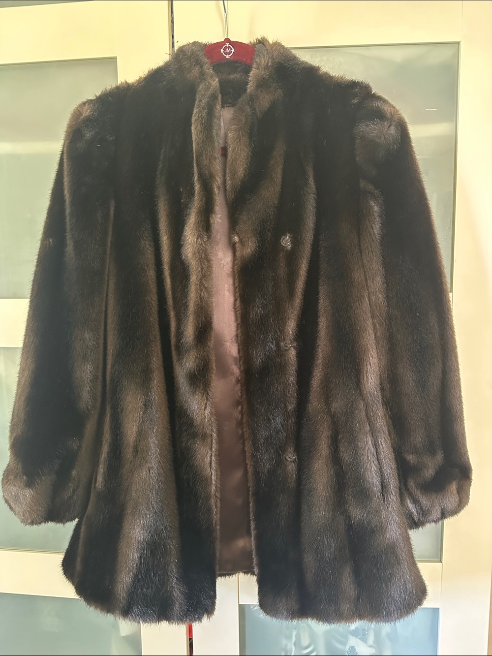Classic Women's Brown Faux Fur Pea Coat - Luxe Warmth